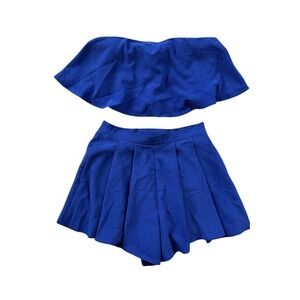 Lulus‎ 2 Piece Set | Blue Strapless Shirt And Blue Skort